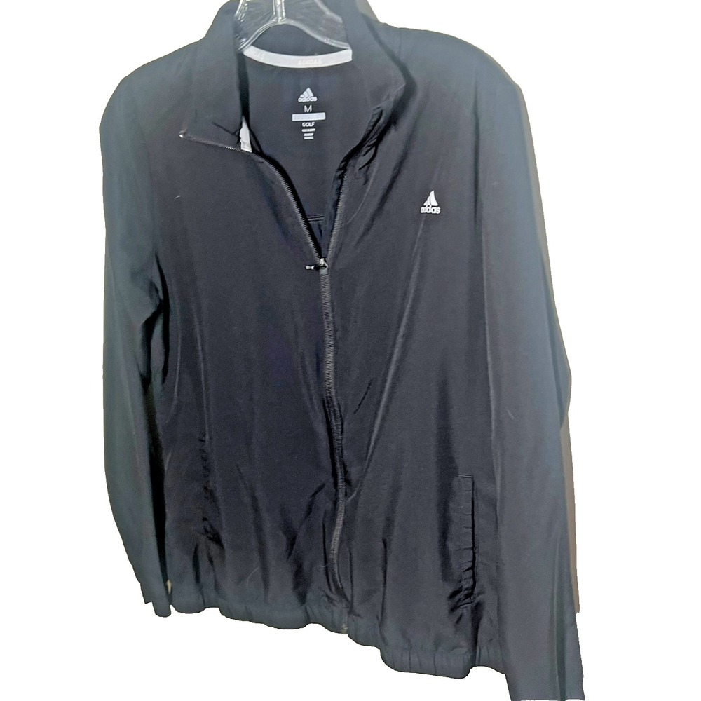 Adidas Golf Jacket Women's M Black Full Zip Moisture Wicking Athleisure Lightwei